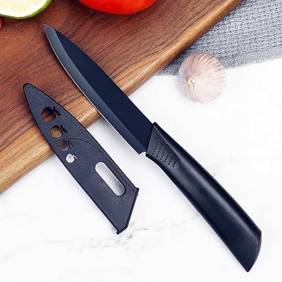 Professional Kitchen Knife Set, 3-Piece Black Chef Knives with Ergonomic Handles Sharp Manual Sharpening for Home Kitchen & Restaurant (Black)