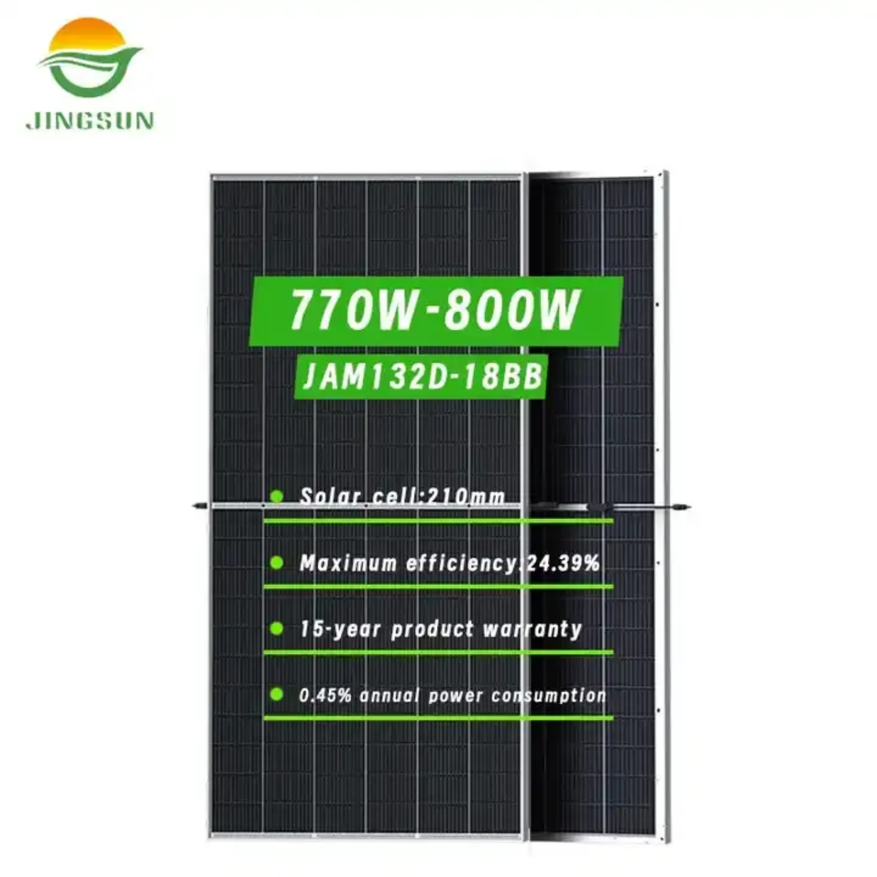 770–800 W bifacial HJT module